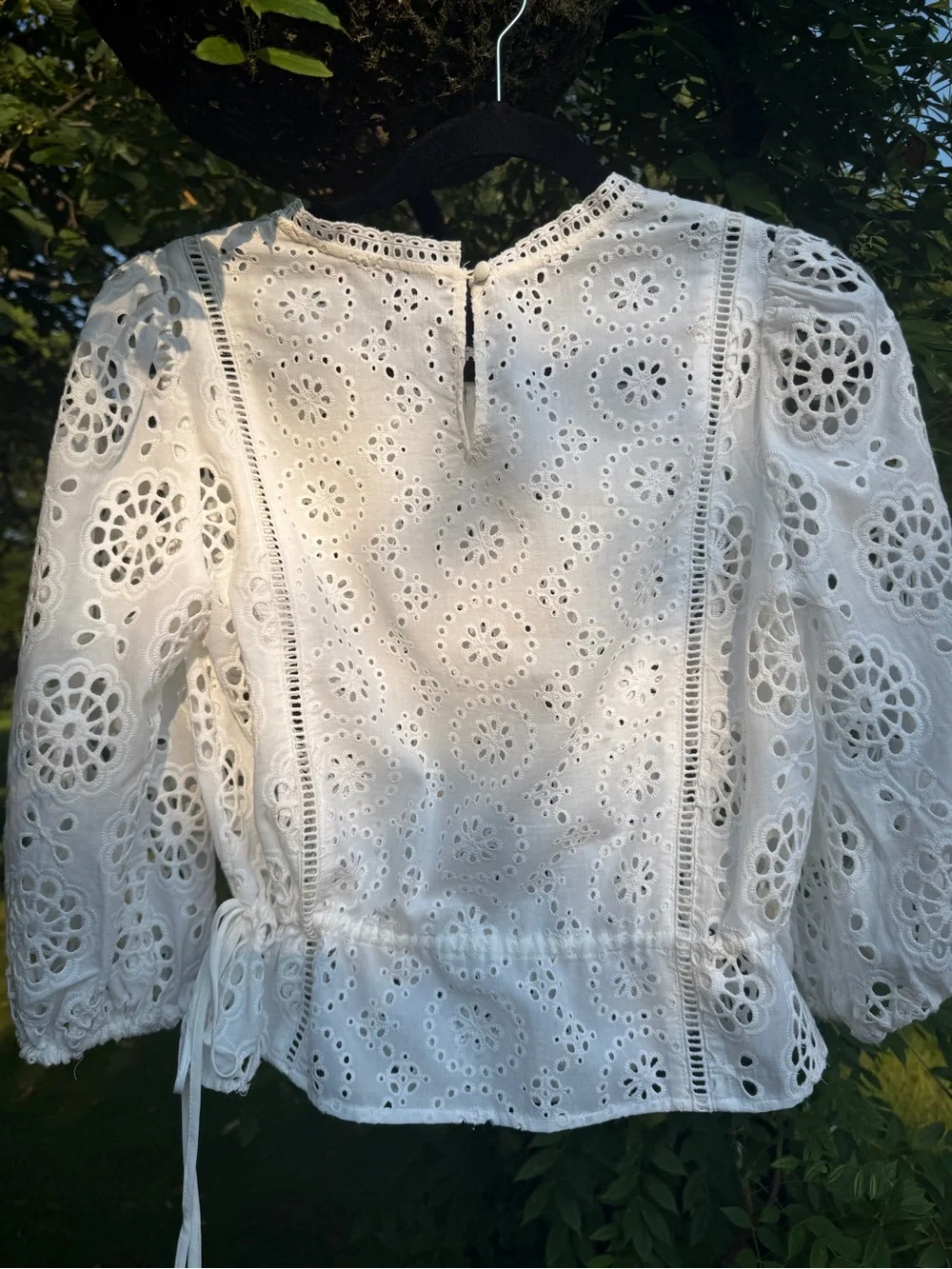 Banana Republic White Eyelet Lace Long Sleeve Top